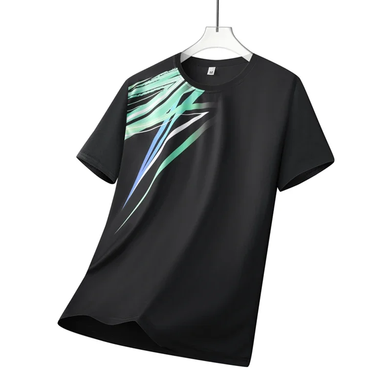 Fashion Men's 3D Colorful Stripe Print T-Shirt Gradient Line Short Sleeve Casual Tee Trend Street Style Men's Clothing