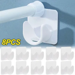 Strong Curtain Rod Holders Self-Adhesive Hooks Bathroom Shower Rod Brackets Fixed Clip Home Closet Clothes Rails Hanging Rack