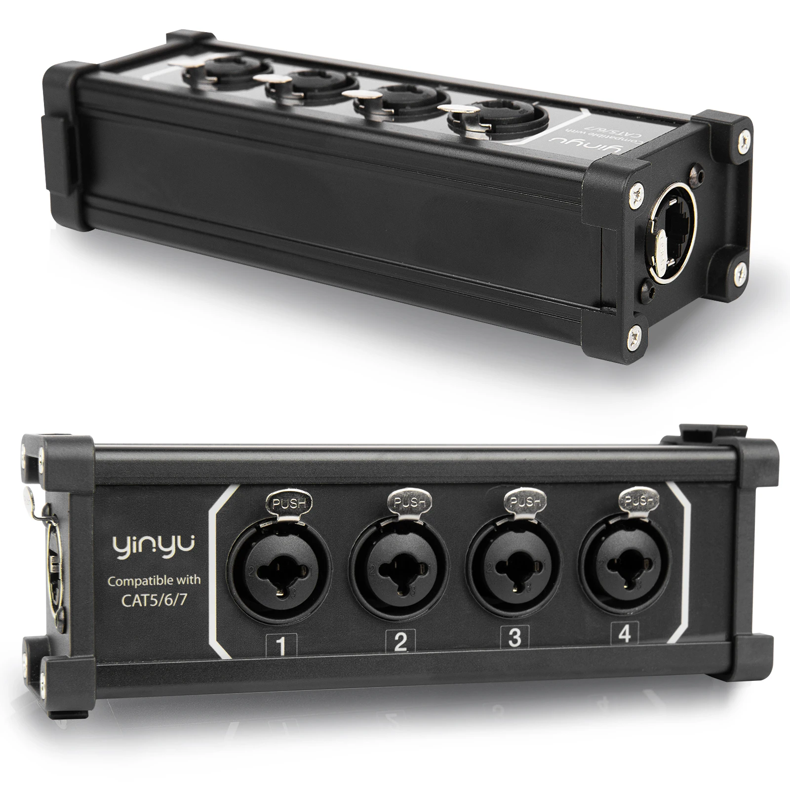 Yinyu SNA107P RJ45 to 4 XLR Combo Adapter Aluminum Shell Snap-On Stage Box with Wiring Diagram Ground Lift for Pro Audio