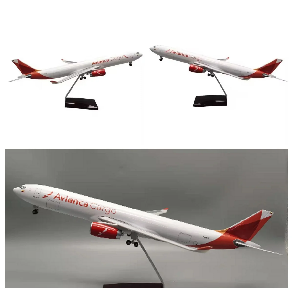 Dekoracja samolotu z żywicy 47 cm A330 Colombia Avianca Cargo Plane skala 1:135, dekoracja pokoju, model samolotu odlewany z podstawką