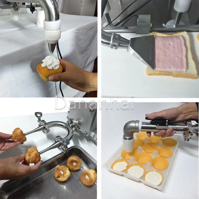 Máquina multifuncional de llenado de hojaldre de crema de chocolate, dispositivo de llenado de tazas de donut