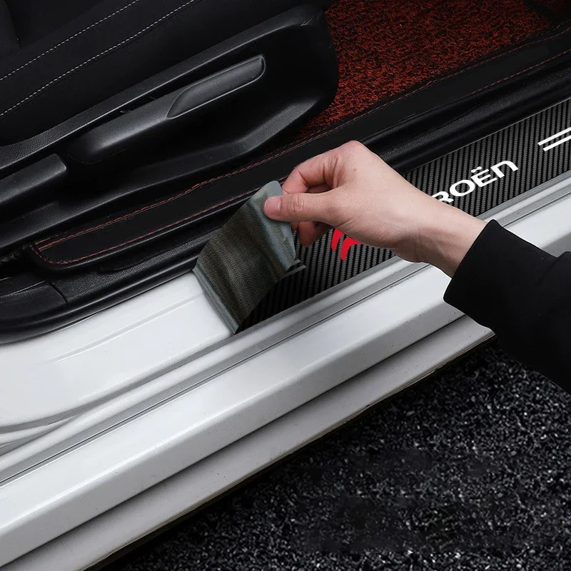 لسيتروين C2 C3 C4 C5 X7 C8 C4L DS3 DS4 DS5LS DS6 4 قطعة عتبة السيارة قطاع ألياف الكربون المضادة للخدش ملصق عتبة الباب