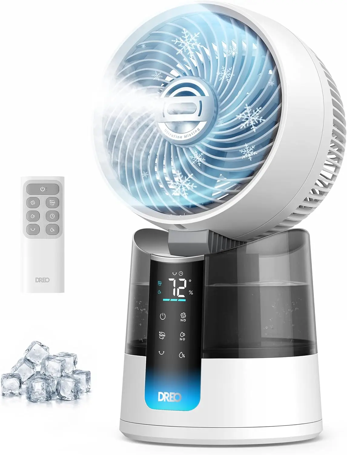 

Personal Misting Fan with 5°F Temperature Drop, 150°+30° Omni-Directional Oscillation, 26 ft/s Wind Speed, Ultrafine Mist, 20dB Quiet Operation, 6 Speeds 2 Modes, White Evaporative Air Cooler