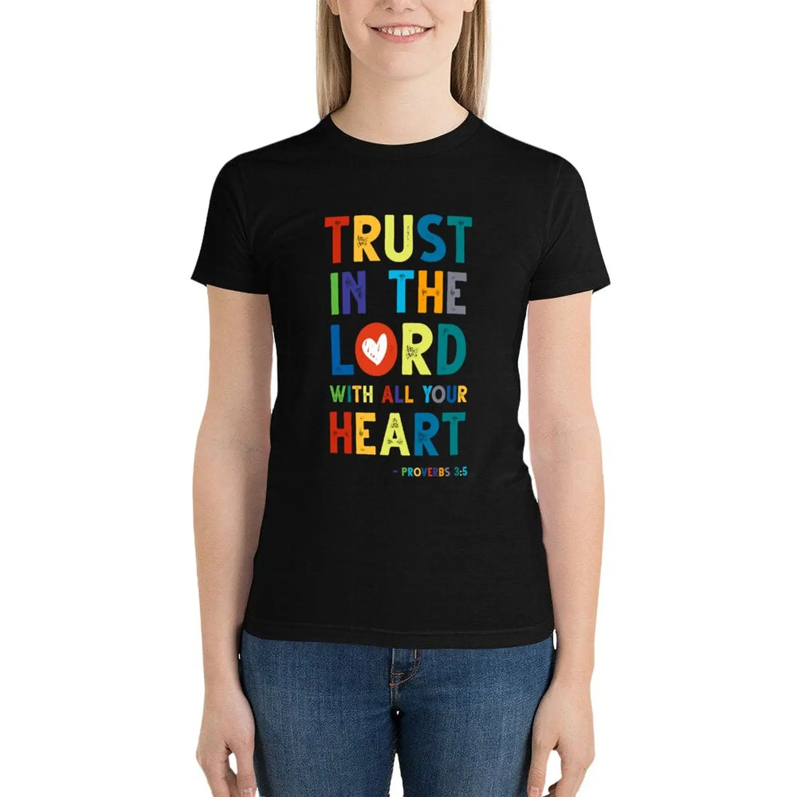 Bambini bibbia Verse-proverbi 3:5 t-shirt vestiti da donna vestiti carini divertenti magliette occidentali per le donne