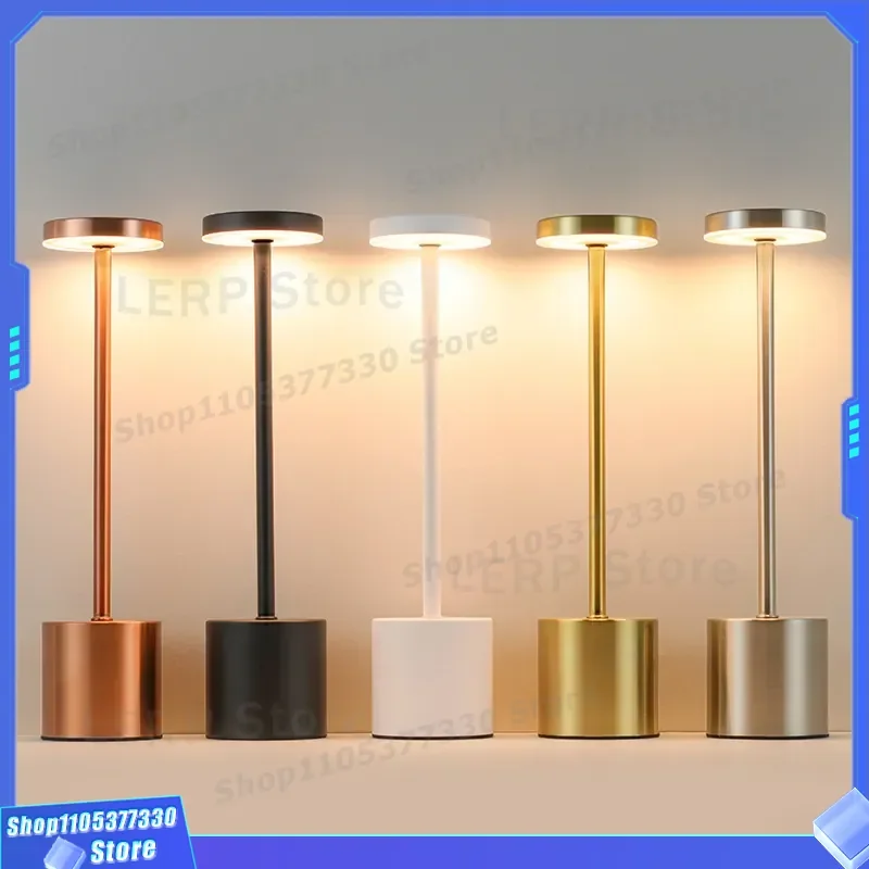 Dimmable Touch Control Bedside Lamp USB Charging Wrought Iron I Shape Desk Light Starry Night Atmosphere Bedroom Decor USB
