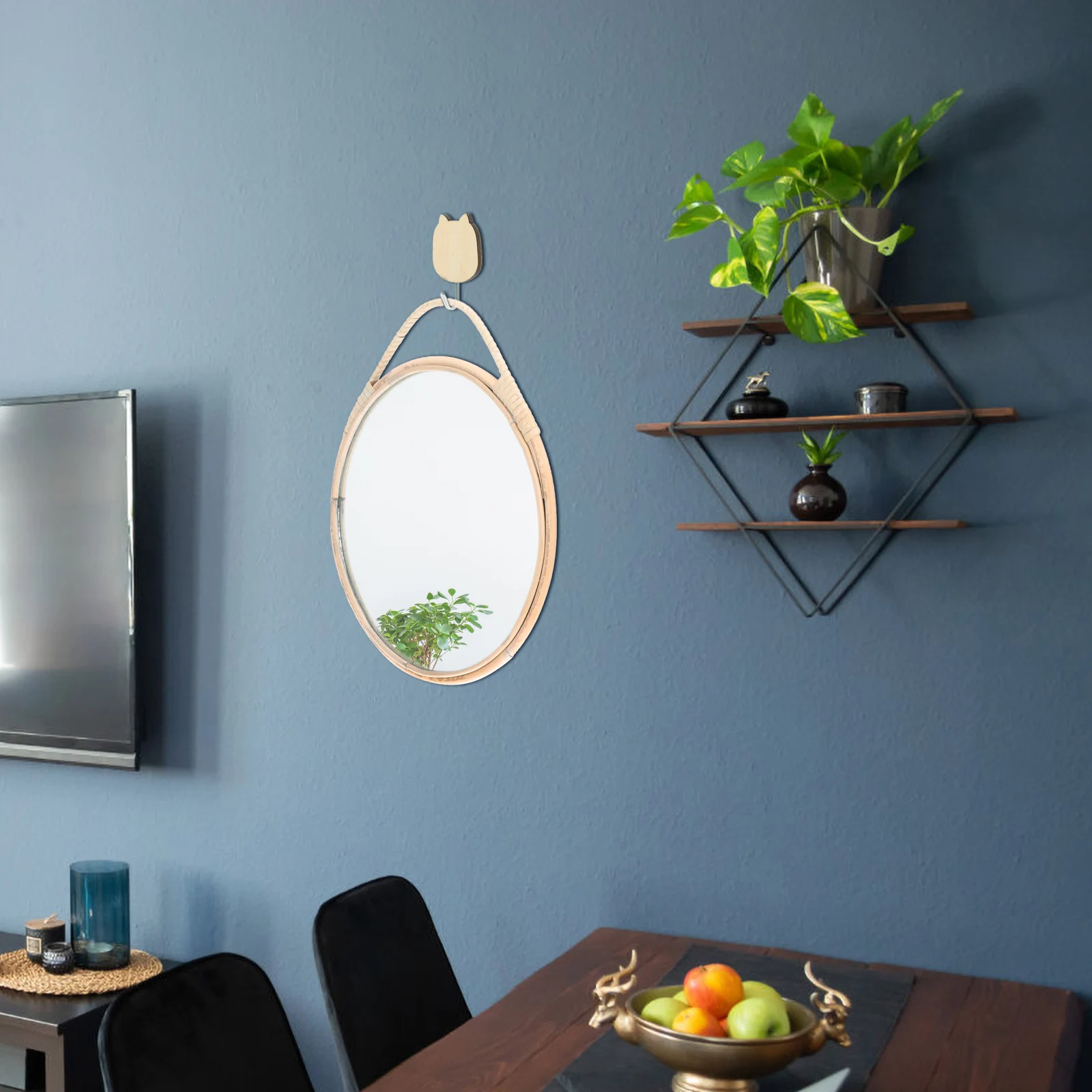 

Rattan Decorative Mirror High Definition Glass Bathroom Wall Mirror Large Round Size Bedroom Scene