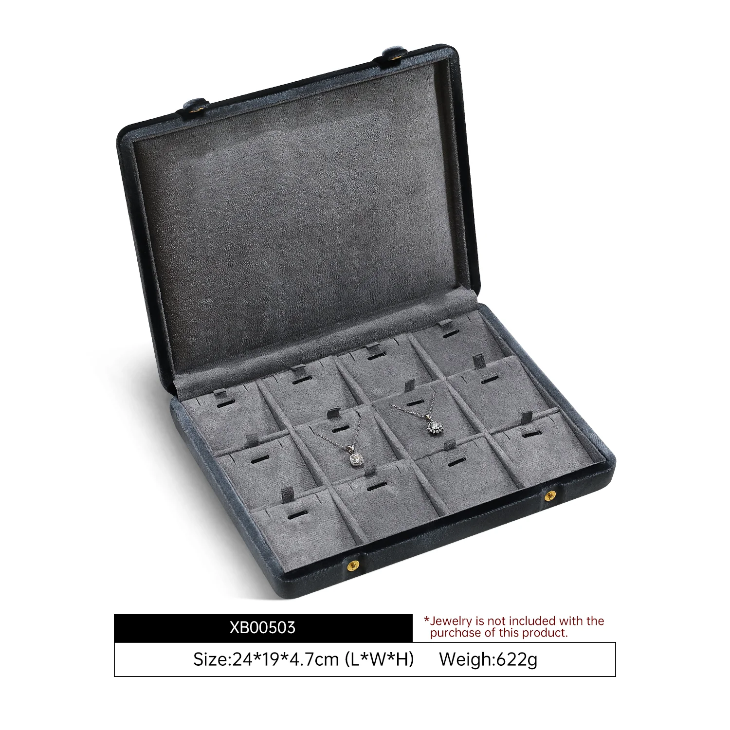 Yinbeini Fluwelen sieradenopbergdoos Ring Oorbel Hanger Display Organizer Grote ruimteverpakkingsdoos voor collectie XB006