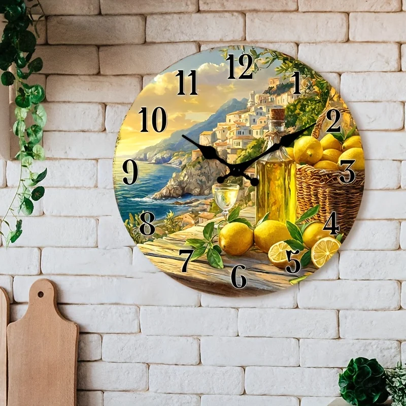 1pc  Wall Clock , 25.4/30.48/35.56/40.64 cm Round Clock for Bedroom, Living Room, Kitchen, Dining Area (Battery Not Included), Clock for Living Room, Kitchen Timepiece, Serene Artwork, Artistic Detailing
