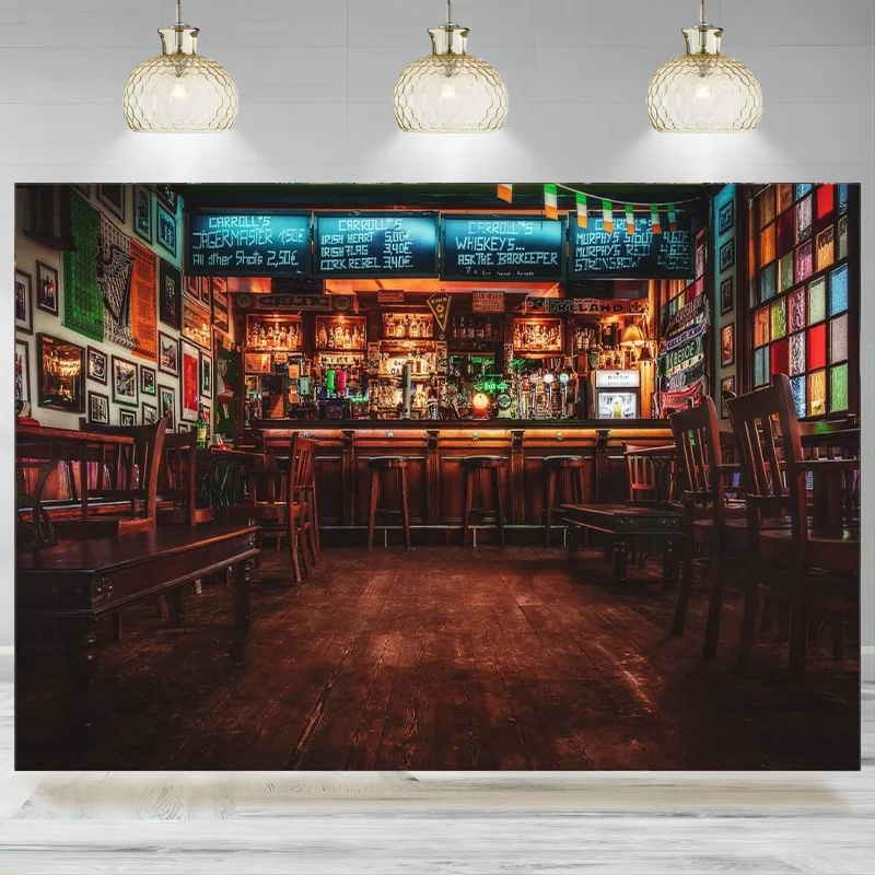 Irish Pub Bar Photography Backdrop Cafe Restaurant Alcohol Drinks Whisky Wine Backgroun Theme Party Decorations Banner Photo