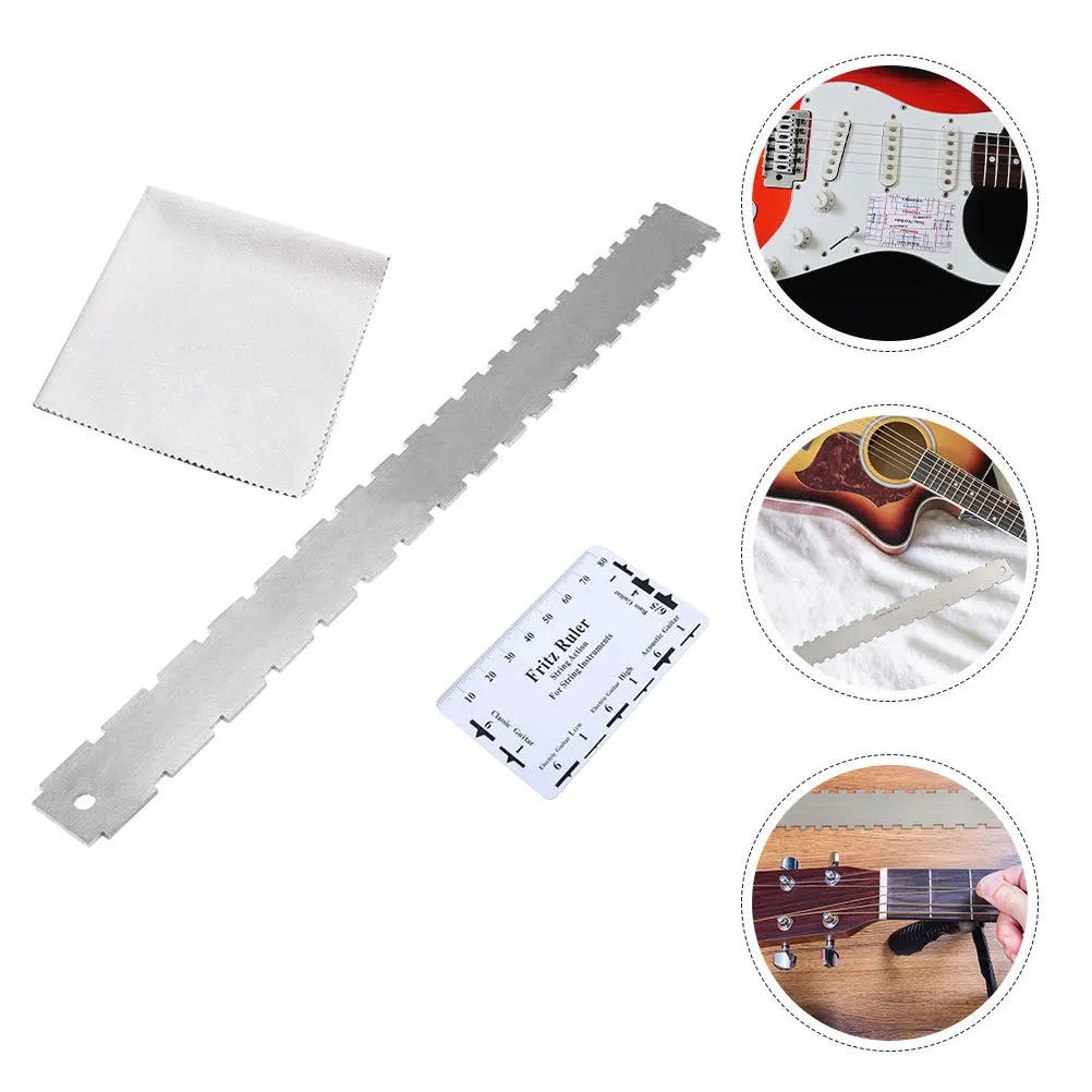 

2Sets Guitar Neck Ruler Professional Luthier Tools Notched Straight Edge Fret Rocker String Height Gauge Guitar Measuring Tool