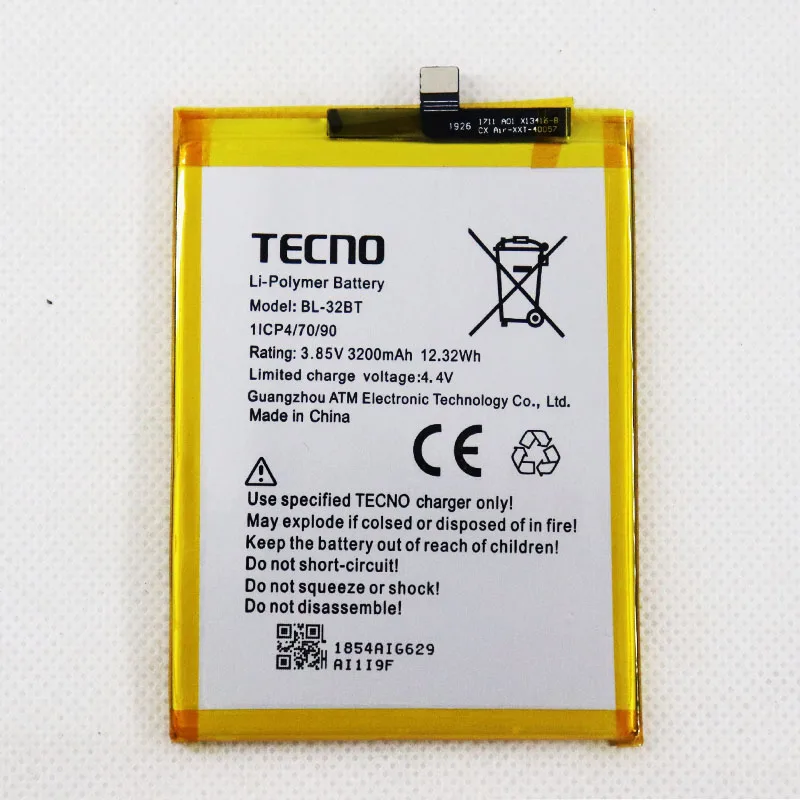 2pcs 5pcs 10pcs Mobile Battery 3.85V For Tecno / CX Air BL-32BT 3200mAh Phone Battery