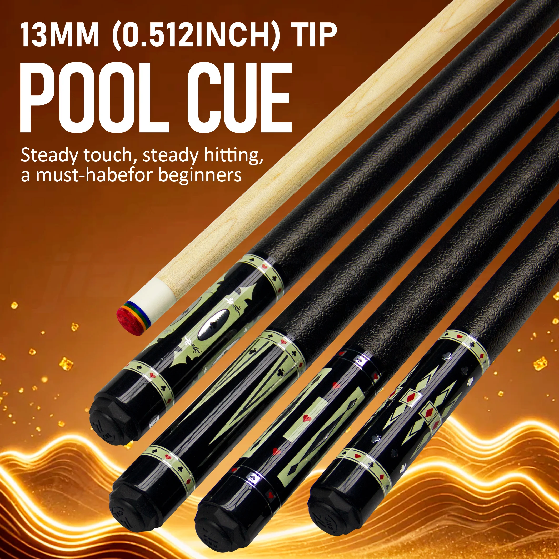 12.5mmMagic Poker Pool Cue High Hard Maple Wood Non slip Leather Grip Non slip Sweat Absorbing Precise Control Collection Gifts
