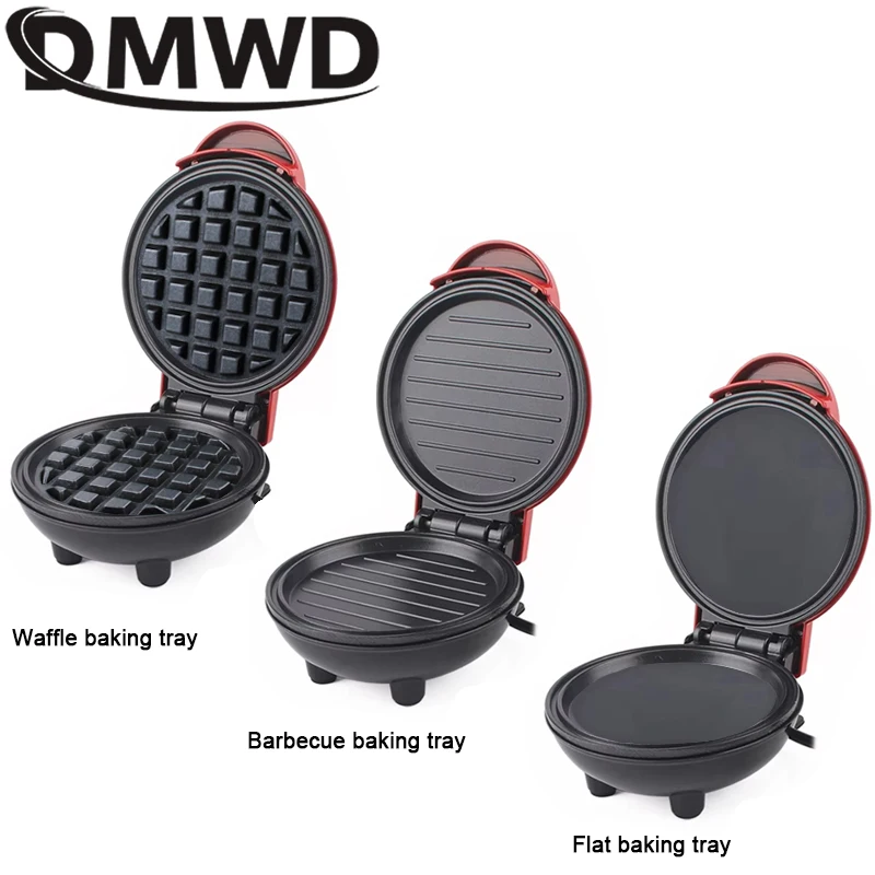 110V/220V Mini Electric Waffle Maker Automatic Breakfast Baking Machine Sandwich Toaster Barbecue Griddle Non-stick Steak Grill