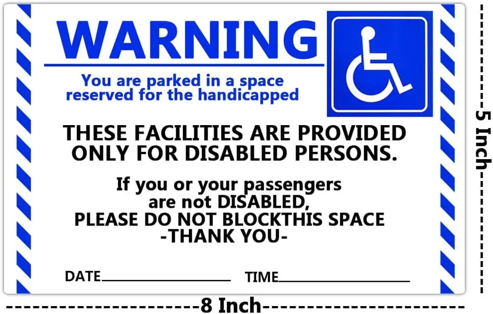 50pcs Reserved Parking Sign  Warning,You are Parked in a Space Reserved for Handicapped Stickers,Warning Parking Violation