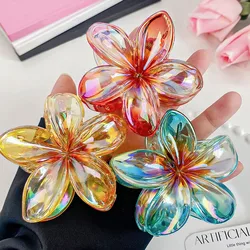 6 Colors Floral Grab Hair Clips Bohemia Petal Shape Egg Flower Claw Clips Sweet Women Gradient Crab Clamp Girls Hair Accesories