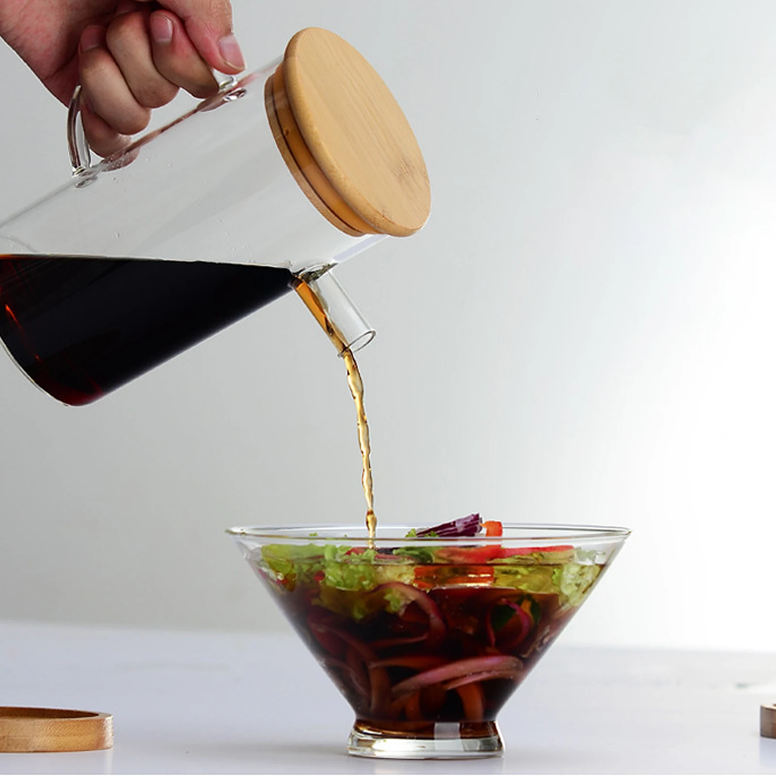 

1pc large Capacity Bottle Household Glass Seasoning Bottle Transparent Oil Pot With Lid Kitchen Storage Condiment Jar