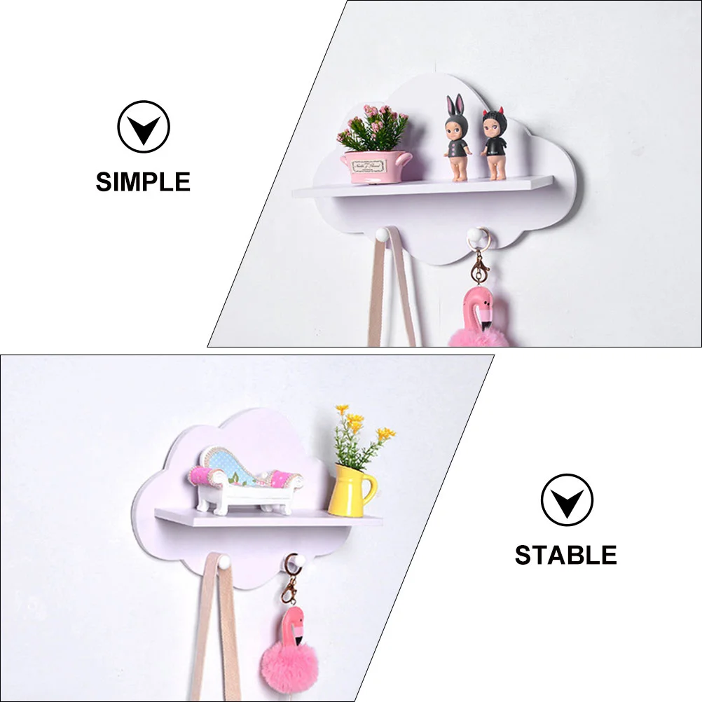 2 Pcs Storage Shelves Shelf Cloud Wall-mounted Bathroom Rack White Nail-free Supply Seasoning Child