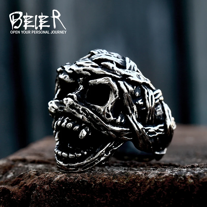 New Style Retro Egyptian Ancient Egyptian Mummy Skull Ring For Men Punk Biker Fashion Jewelry Wholesale