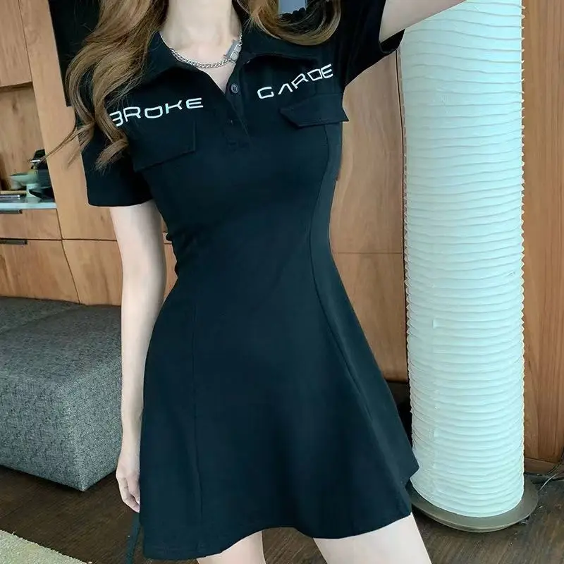 

Female Dresses 2024 Mini Bodycon Shirt Women's Dress Tshirts Short Tight Clothing Summer Hot Loose Fashion One-piece Cotton Xxl