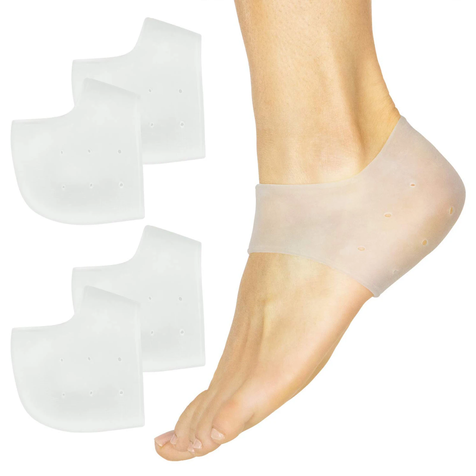 2pairs Women Men Soft Silicone Pads Cracked Foot Cushion Spurs Guard Plantar Fasciitis Sleeve Support Reusable Heel Protector