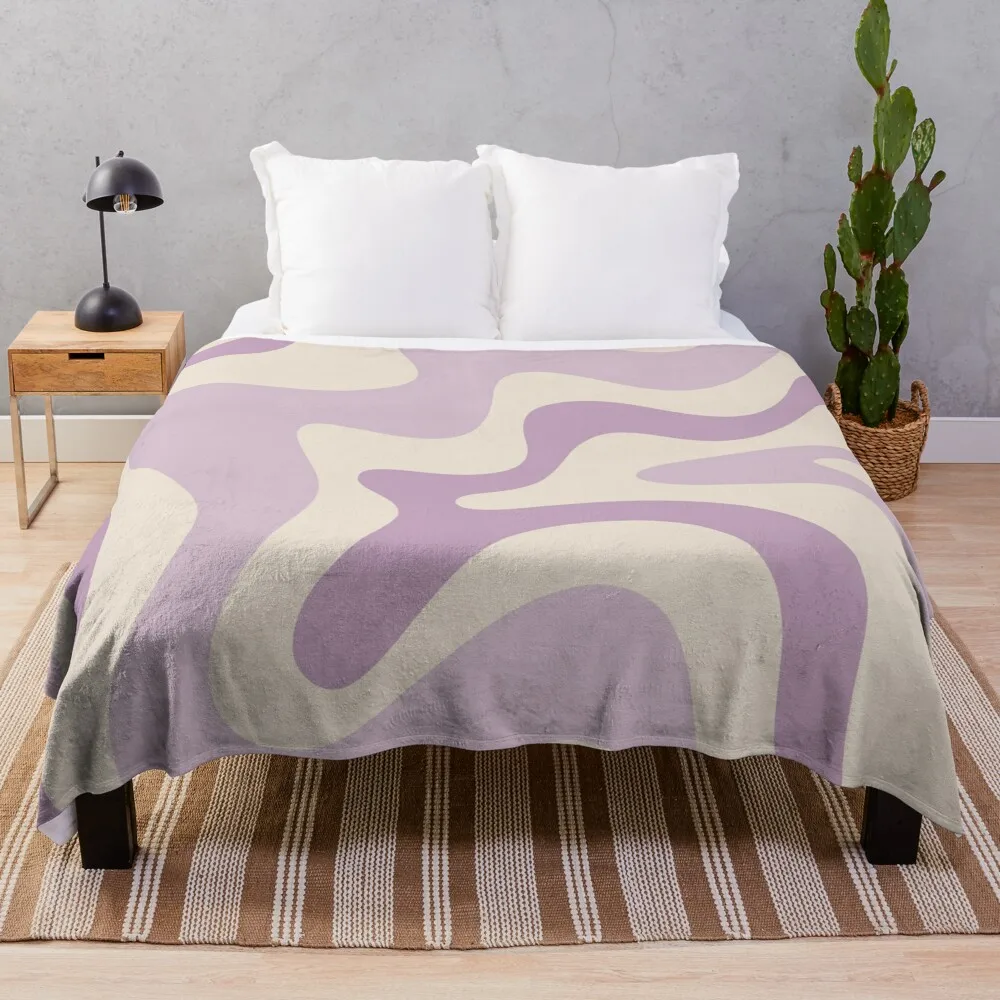 Manta cuadrada con diseño abstracto de remolino líquido Retro, lavanda clara, púrpura y crema, marca de lujo para mantas de bebé