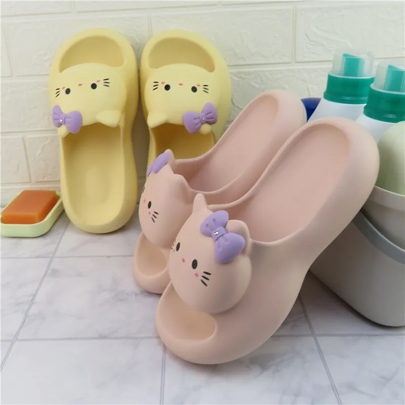 

Anime Summer Women Hello Kitty Cool Slippers Cute Bathroom Sanrio Soft Thick Soled Sandals Cartoon Student Indoor Cool Slippers