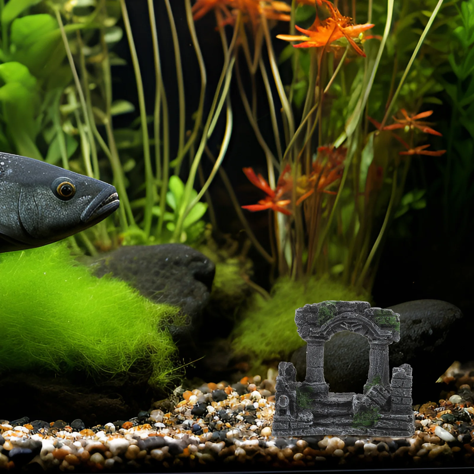 

Roman Column Aquarium Decoration Artificial Two-Columns Resin Castle Ruins Fish Tank Ornament Desktop Aquarium Landscape