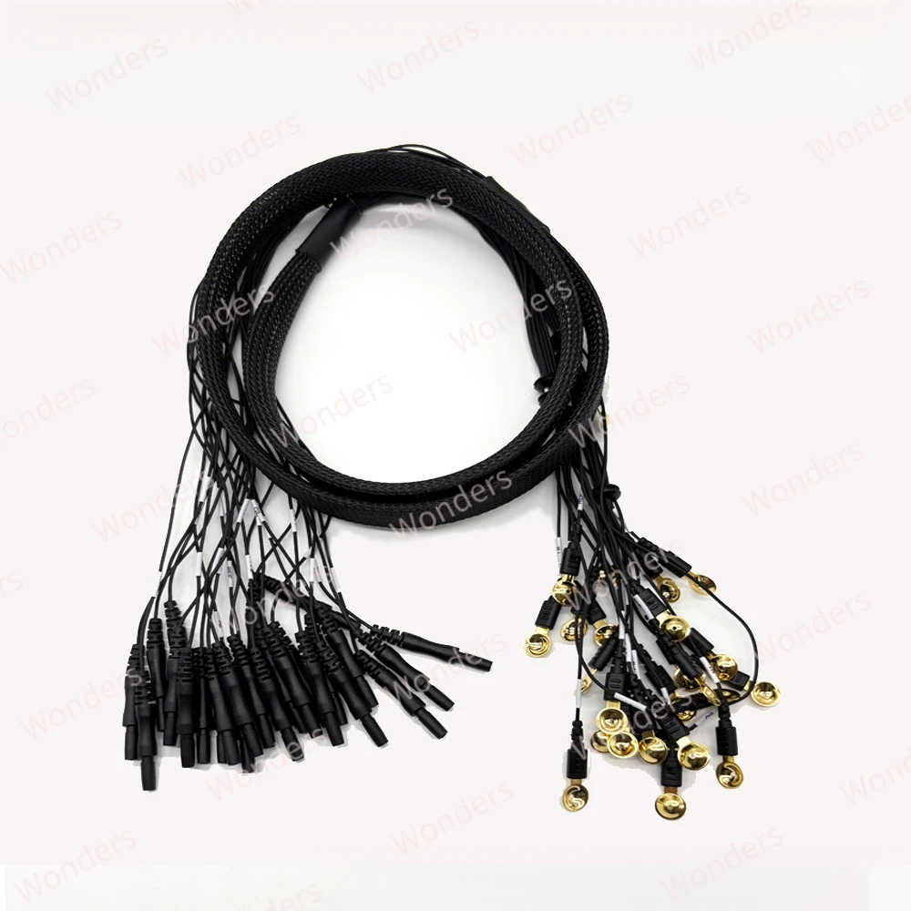 1.5M Gold-plated Cup EEG Lead Wire DIN1.5 Connector Silver Foil Cable Brainwave Sensor Accessory for EEG Experiment