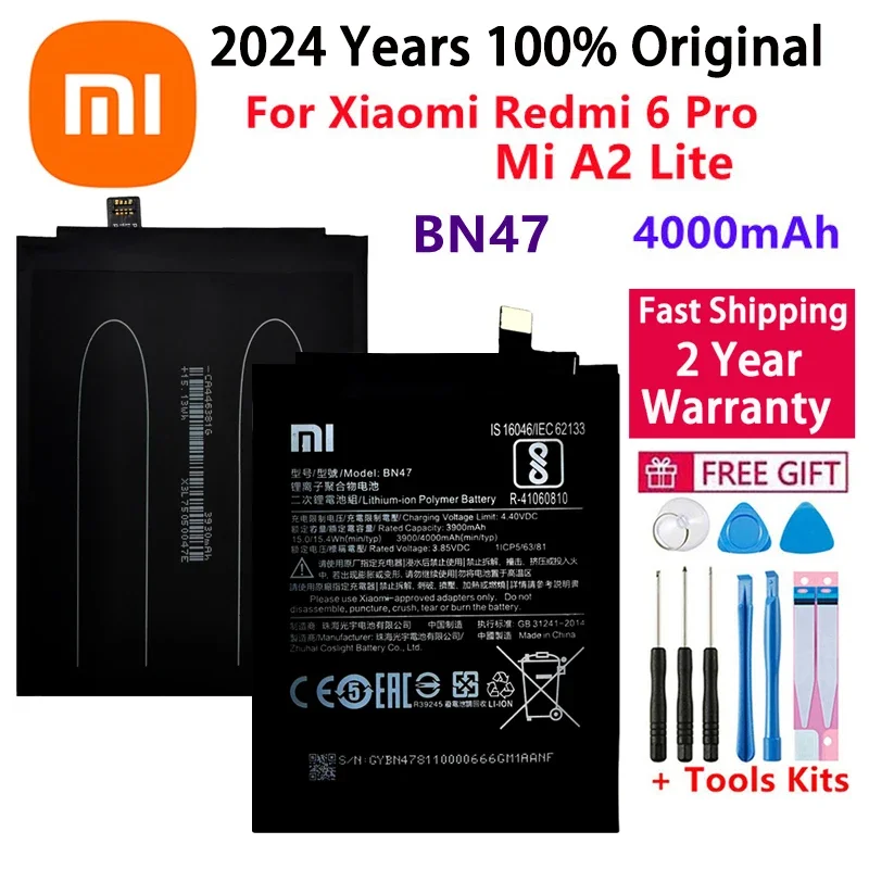 

Xiao Mi Original Battery BN47 4000mAh For Xiaomi Redmi 6 Pro / Mi A2 Lite High Quality Phone Replacement Batteries Fast Shipping