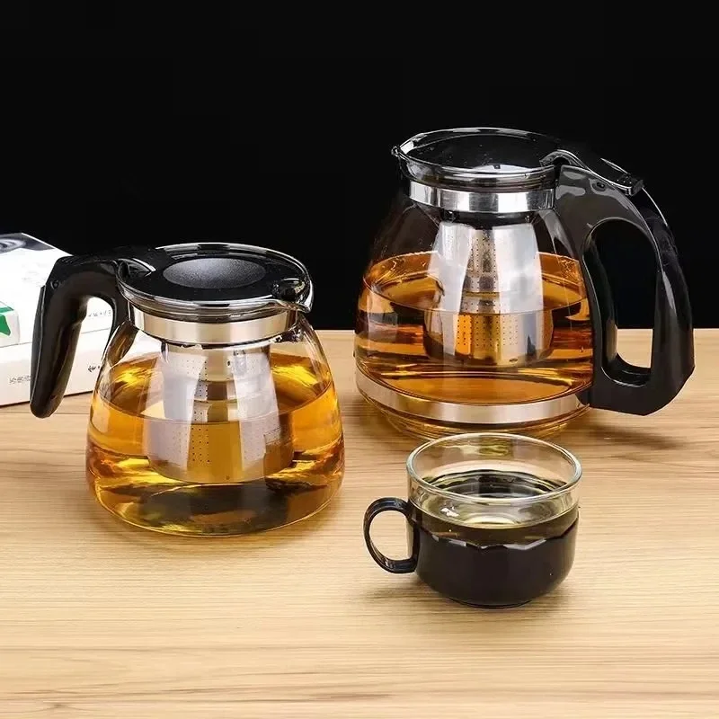 

Hot Sale Genuine 1500ml Glass Teapot Home & Office Tea Pot Kettle Drinkware Heat-resistan Stainless Steel Strainer Free Shipping