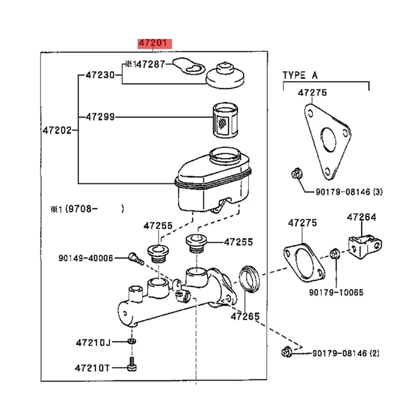 2X Car Brake Master Cylinder Sub-Assembly 47201-33140 For Toyota Camry Avalon Lexus ES300 Solara 1999 12823107