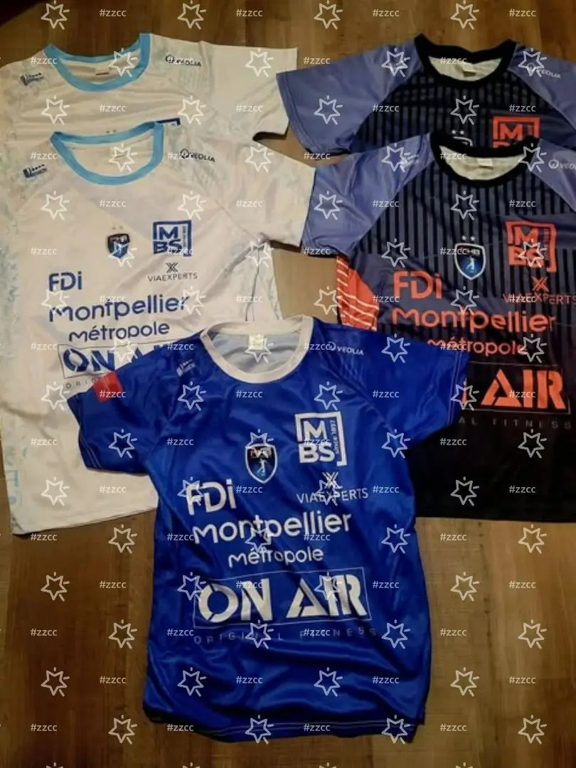 AliExpress NONE 25-26 Montpellier Handball Home Handball jersey Training suit Summer Sports Men's T-Shirt Children's Clothing Tee Woman