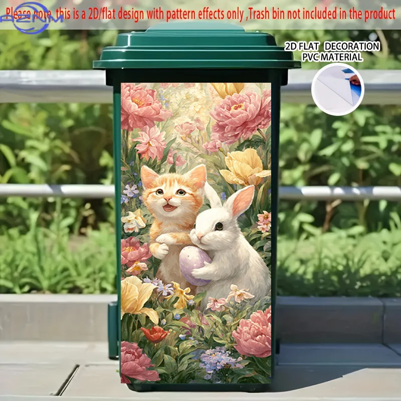 2D Print Dustbin Art Sticker, Household Bin Decor Decal