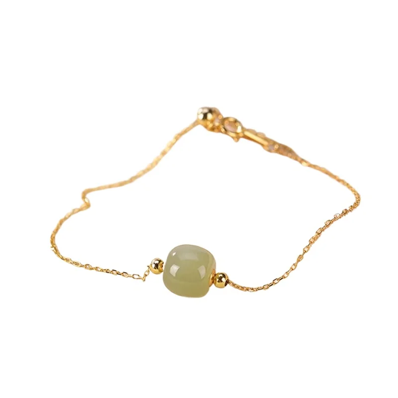 

925 Silver Hetian Jade Bracelet Jewelry Sterling Silver Guochao Chinese Premium Retro Jewelry Gift
