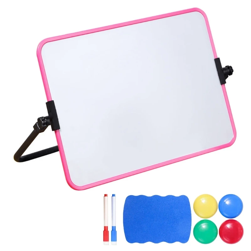 A3 Whiteboard with Table Stand Marker Magnetic Dry Eraser Double-Sided Mini White Board Easel 42x30cm