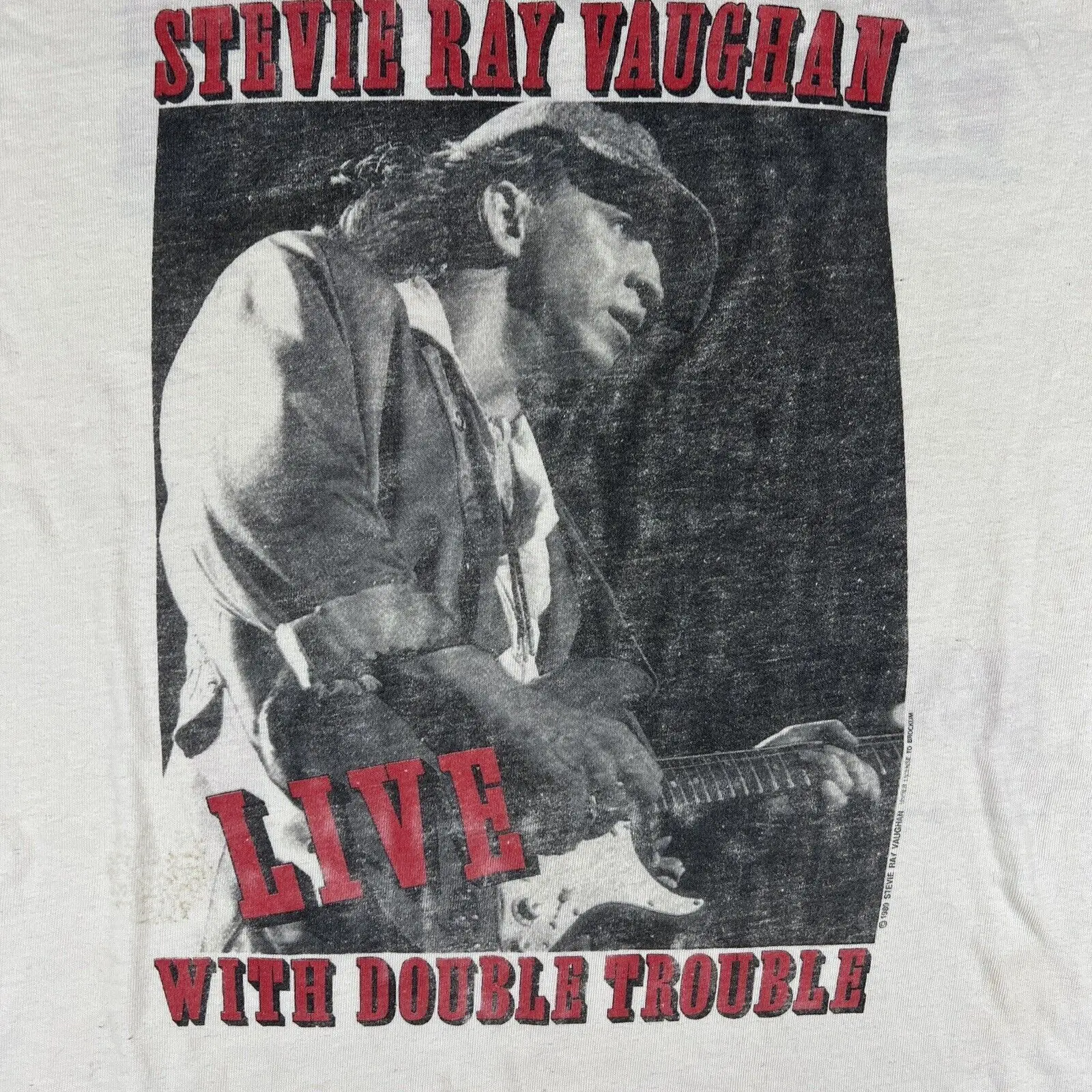 STEVIE RAY VAUGHAN With Double Trouble Live Shirt White Unisex S-5XL CC3631