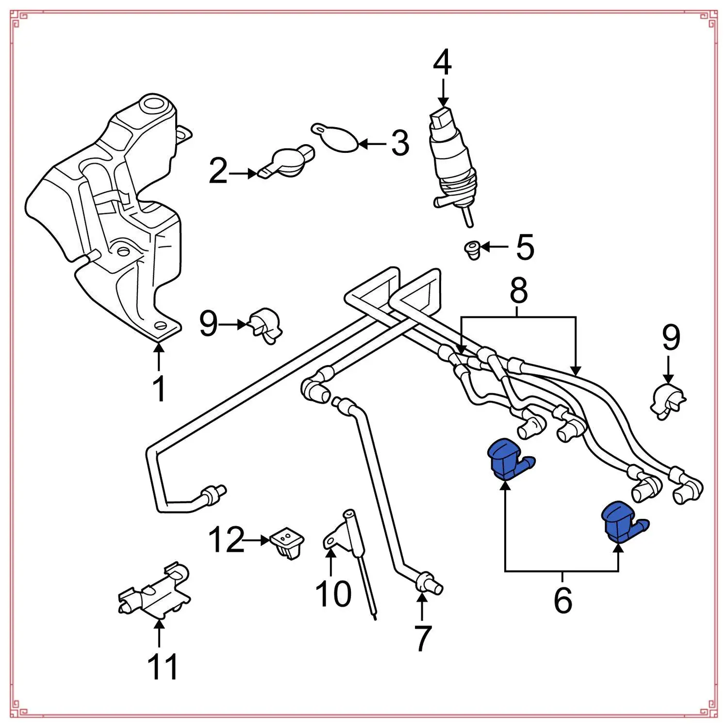 For -BMW E39 5-Series 1997-2003 525I 528I 530I 540I M5 Windshield Washer Nozzle Heated Dual Inlet Squirter Jet