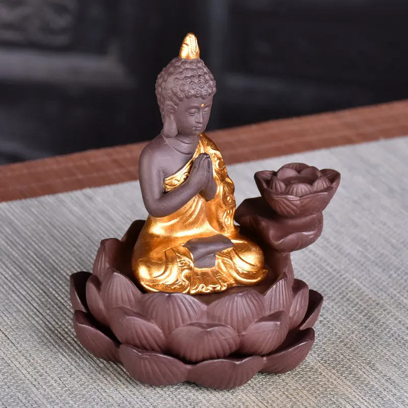 Double layel lotus Backflow incense burner buddha incense stick holder Zen Home Decoration ornaments