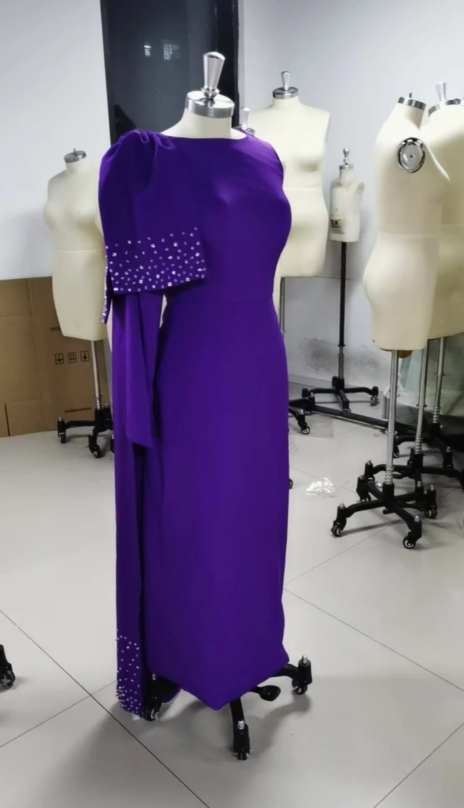 

Oisslec Dress Elegant Vintage Sweet Purple Crystal Beads Bow Customized Formal Occasion Prom Dress Evening Party Gowns