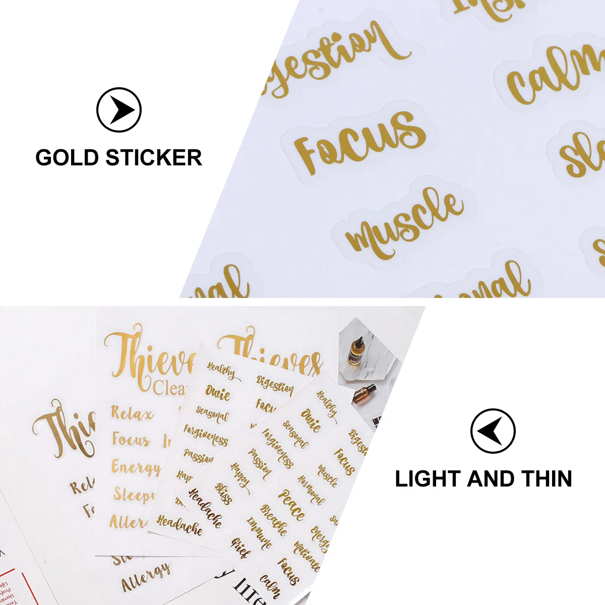 Essential Oil Bottle Labels Letters Tag Stickers Creative Decals Self-Adhesive Waterproof for Easy Recognition and