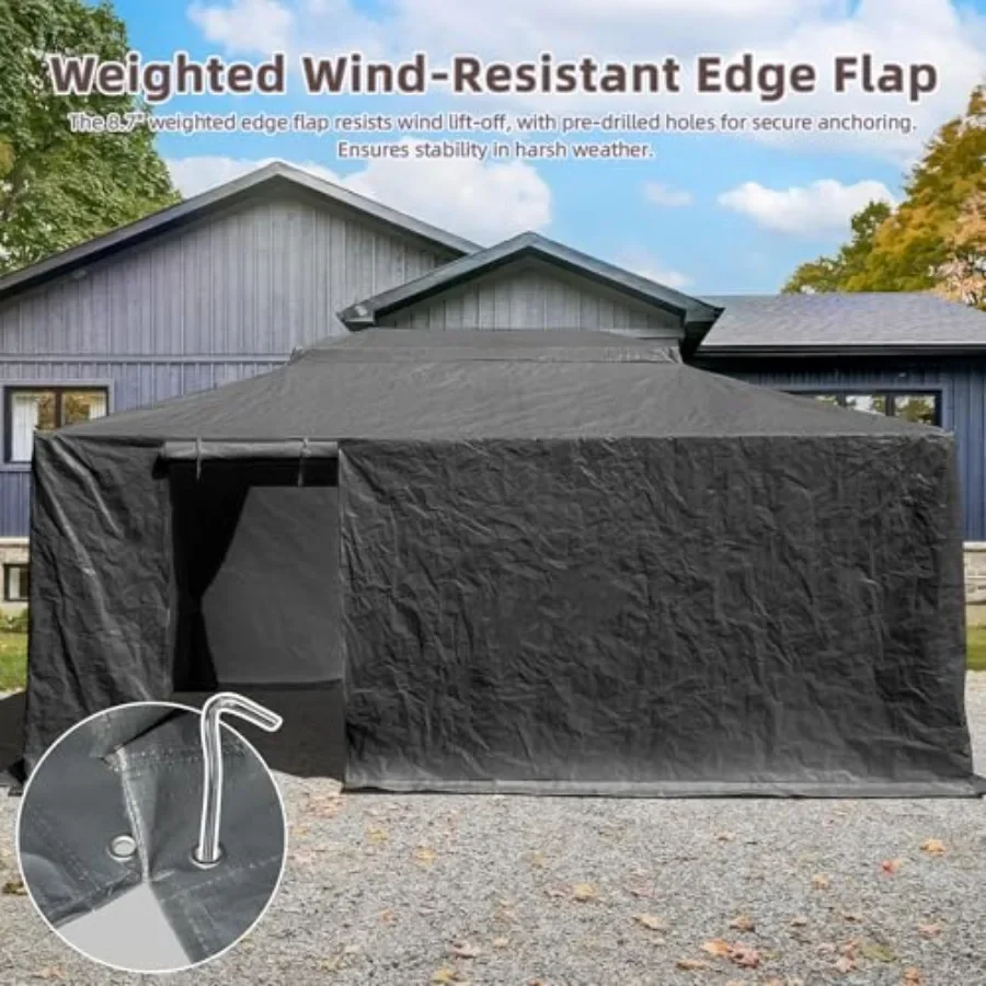 Domi 12' x20' Winter Gazebo Cover for Hardtop Gazebos, Universal Gazebo Cover with Sidewalls and Mesh Windows, All Season Water view 6