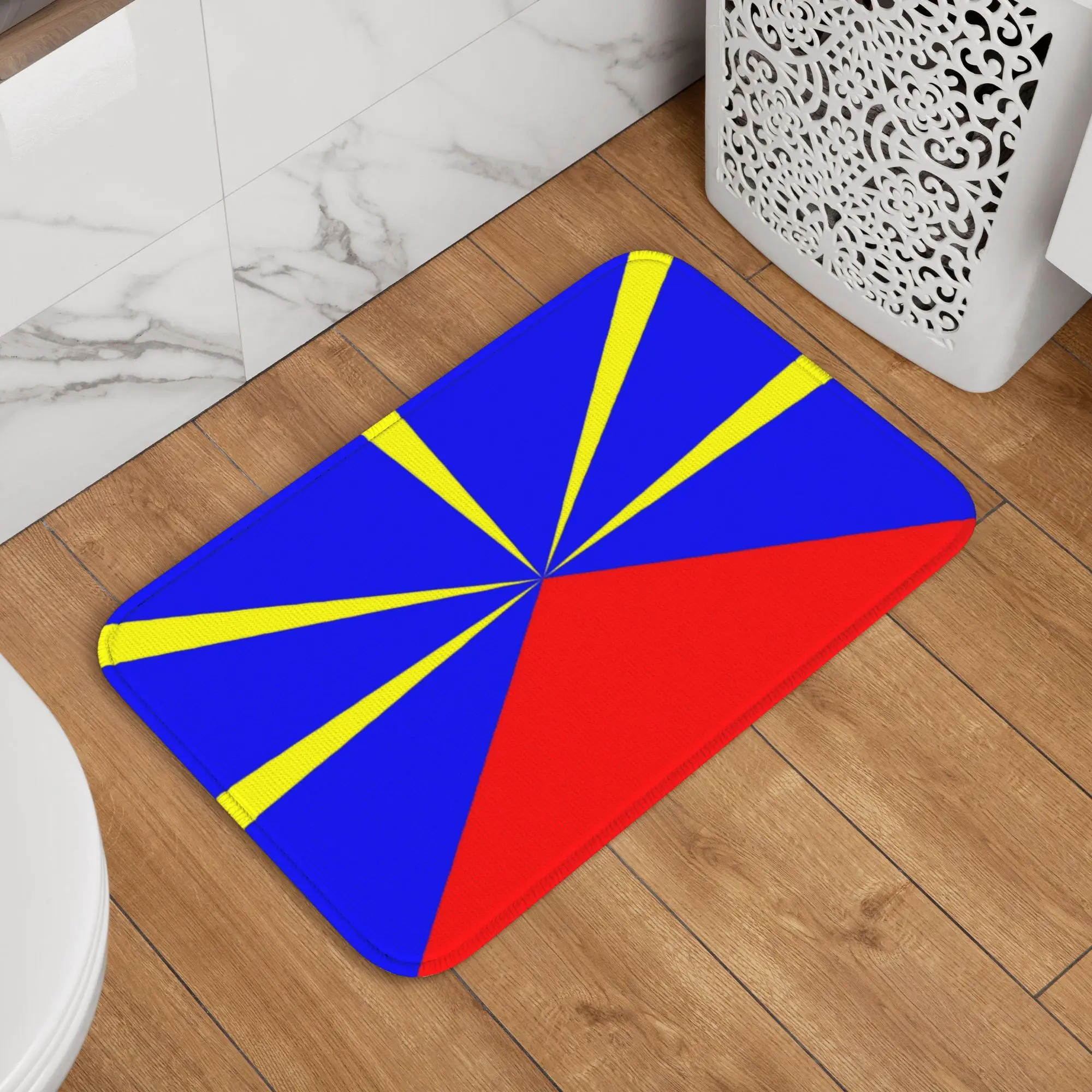 Custom 974 Reunion Island Flag Front Door Mat Outdoor Quick Dry Reunionese Proud Doormat Kitchen Balcony Entrance Rug Carpet