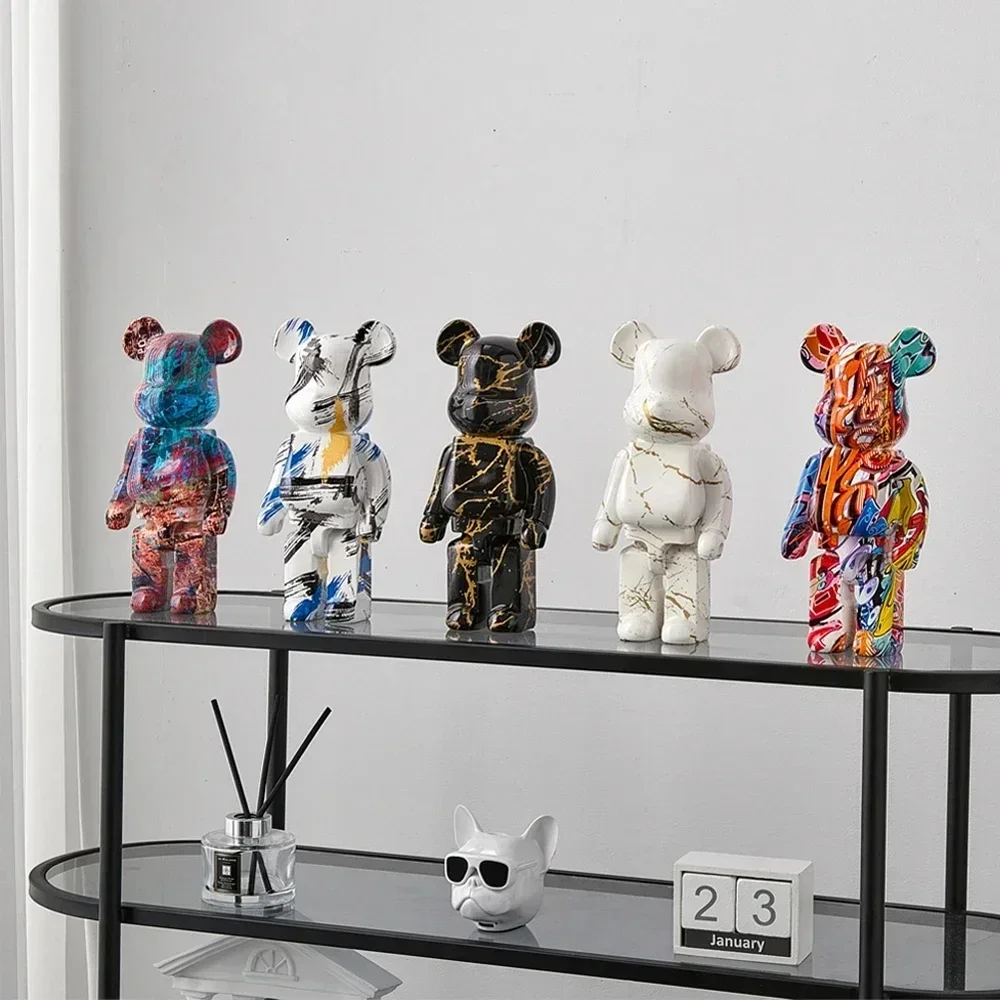 colorful graffiti, bear bricks, figures, bear bricks, statues, violent bears, resin decorations, desk accessories