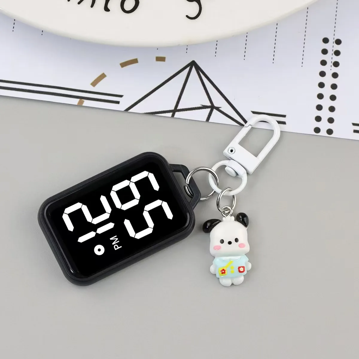 Square Large LED Electronic Watch Cartoon Pendant Small Hanging for Youngster Student Backpacks Keys Pendant Timepiece Present
