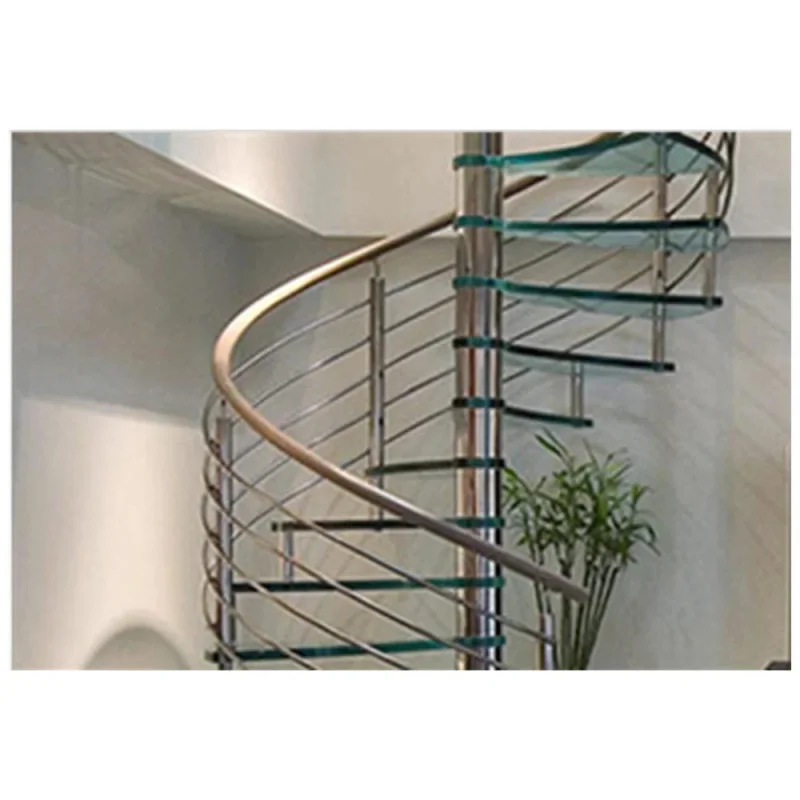custom.Modern Staircase Helical Curve Structure Tempered Glass Railings Stair Stainless Steel Handrail Open Tread Design - view 6
