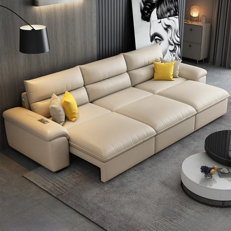 

Designer Genuine Leather Sofas Bed Luxury Dual Use Folding Lazy Sofa Bed 3 Seater Divano Letto Pieghevole Furniture Home