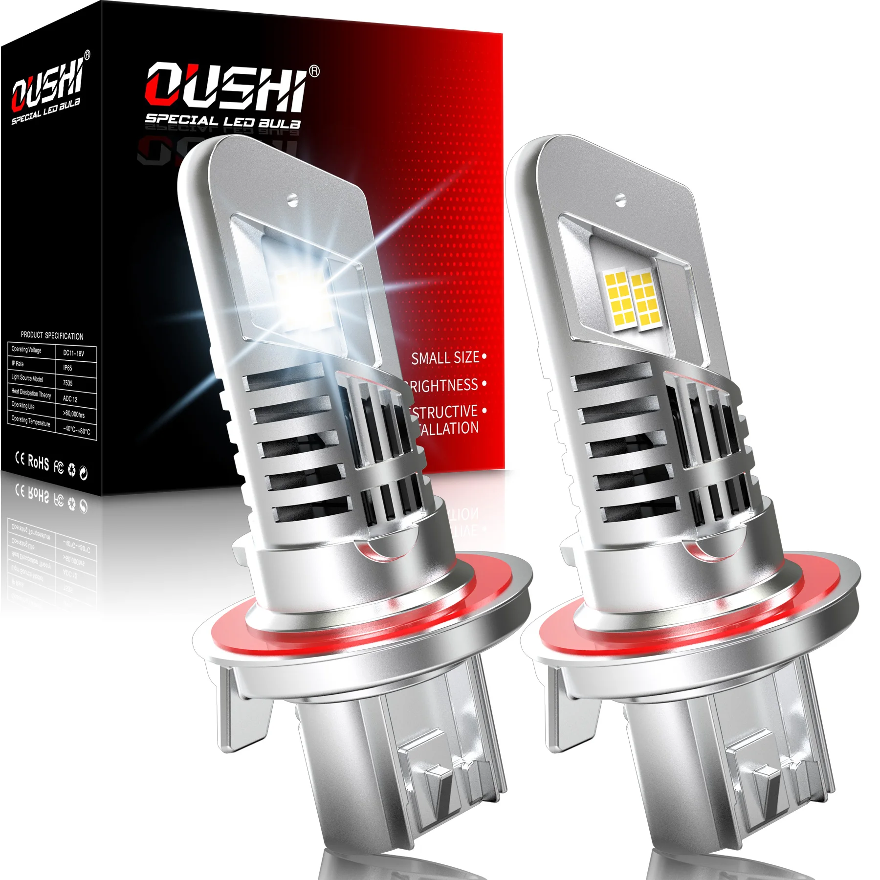 

OUSHI 2pcs H13 9008 Led Car Headlight Bulb Super Bright 6000K White 9008 Bulb High Power No Adapter Required For Toyota Tundra