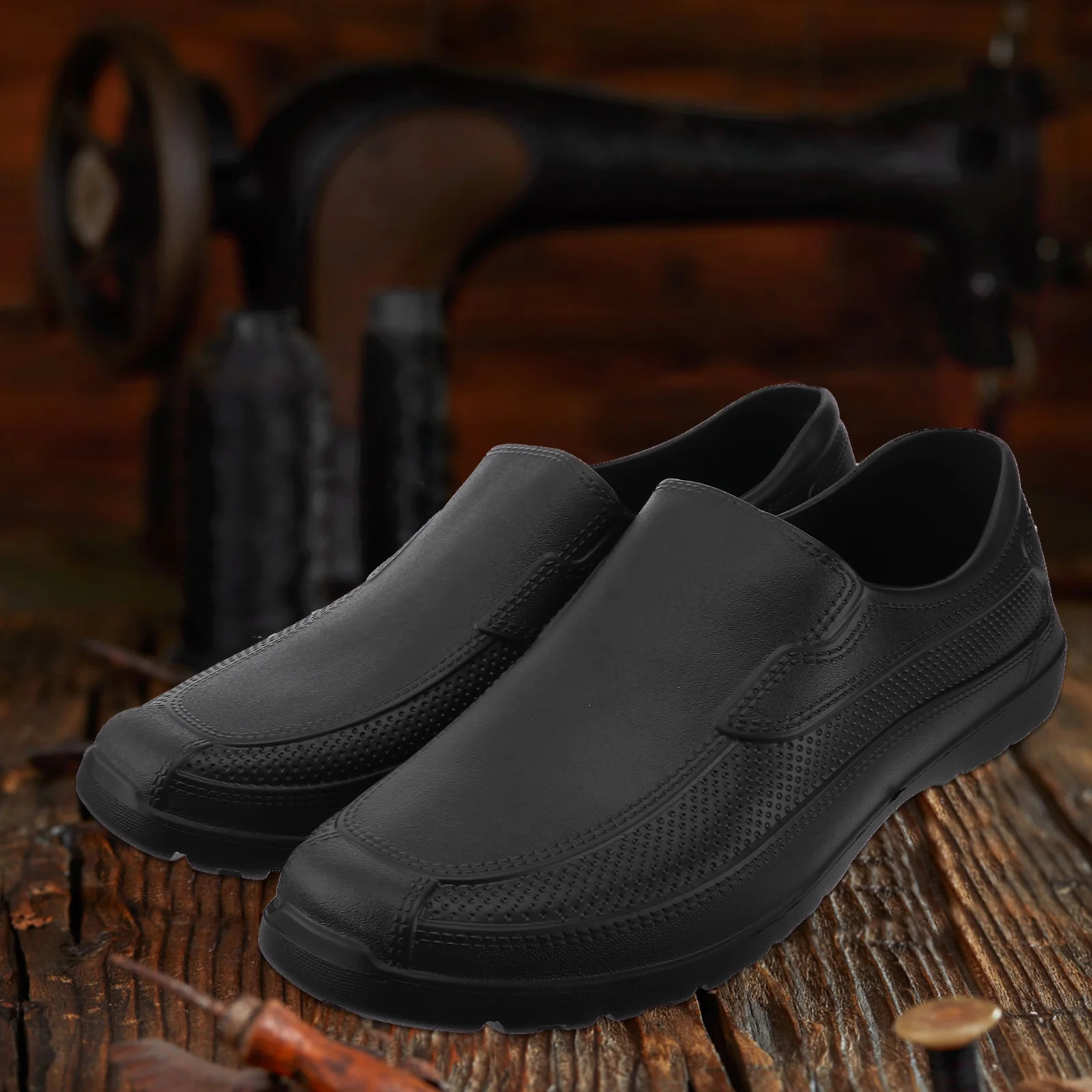 Eva antiderrapante resistente ao desgaste sapatos de chef leve confortável cozinha à prova de óleo sapatos preto tamanho 42 adequado para longa duração
