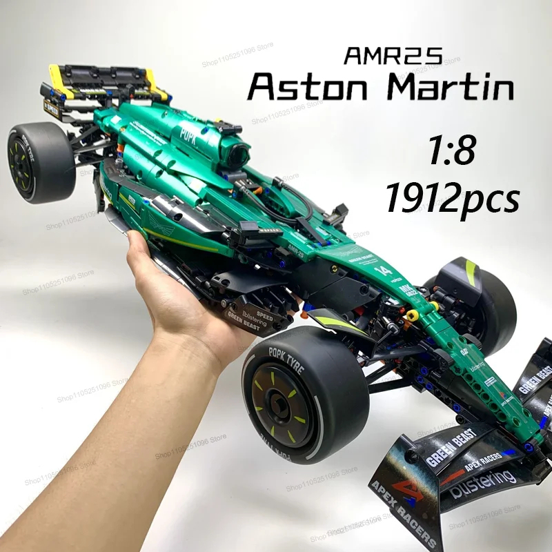  MK6022 1912PCS 1:8 New Technic Martin Aramco AMR25 Building Blocks MOC Sports Car DIY Assembly Model Set Toy Gifts for Boy Decor 