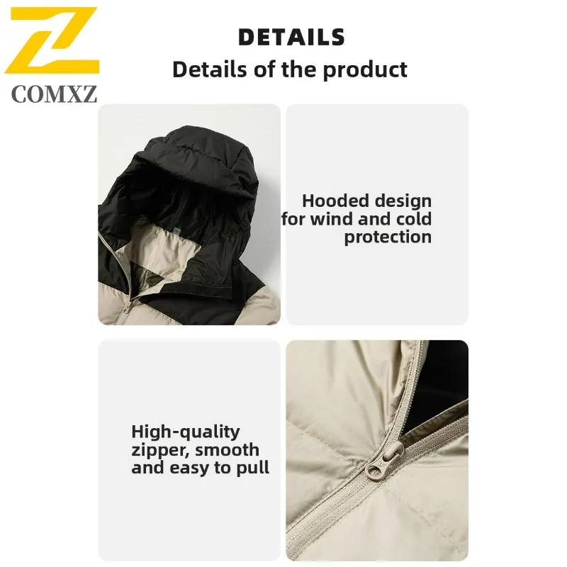 COMXZ Men Puffer Jacket Stand Collar Outdoor Windproof Coat Fashion Korean style Autumn Winter outdoor Warm tactics Parkas 2025